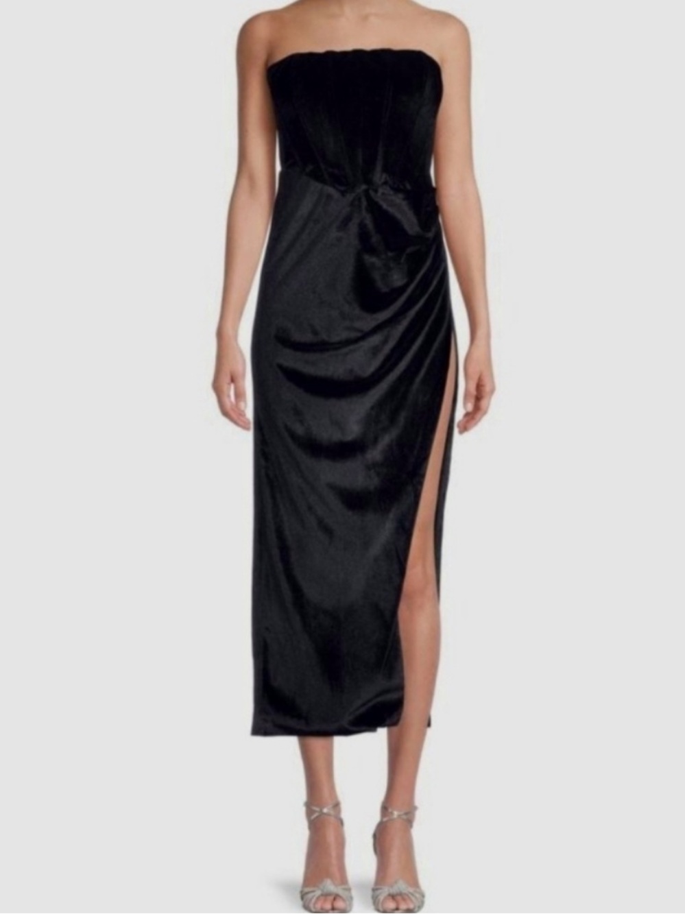 NWT Bardot Black Everlasting Velour Strapless Dress Size XS